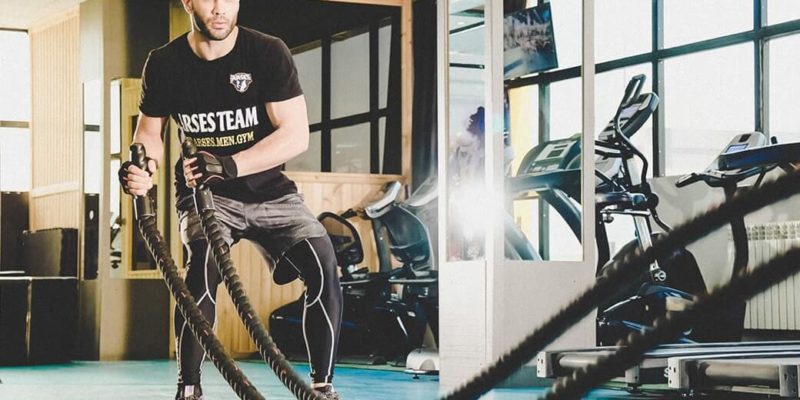 Man Doing Cardio at Gym with Mouth Closed