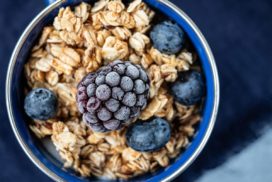Bowl with Oatmeal and Blueberries