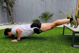 Man Doing Chest Exercises at Home